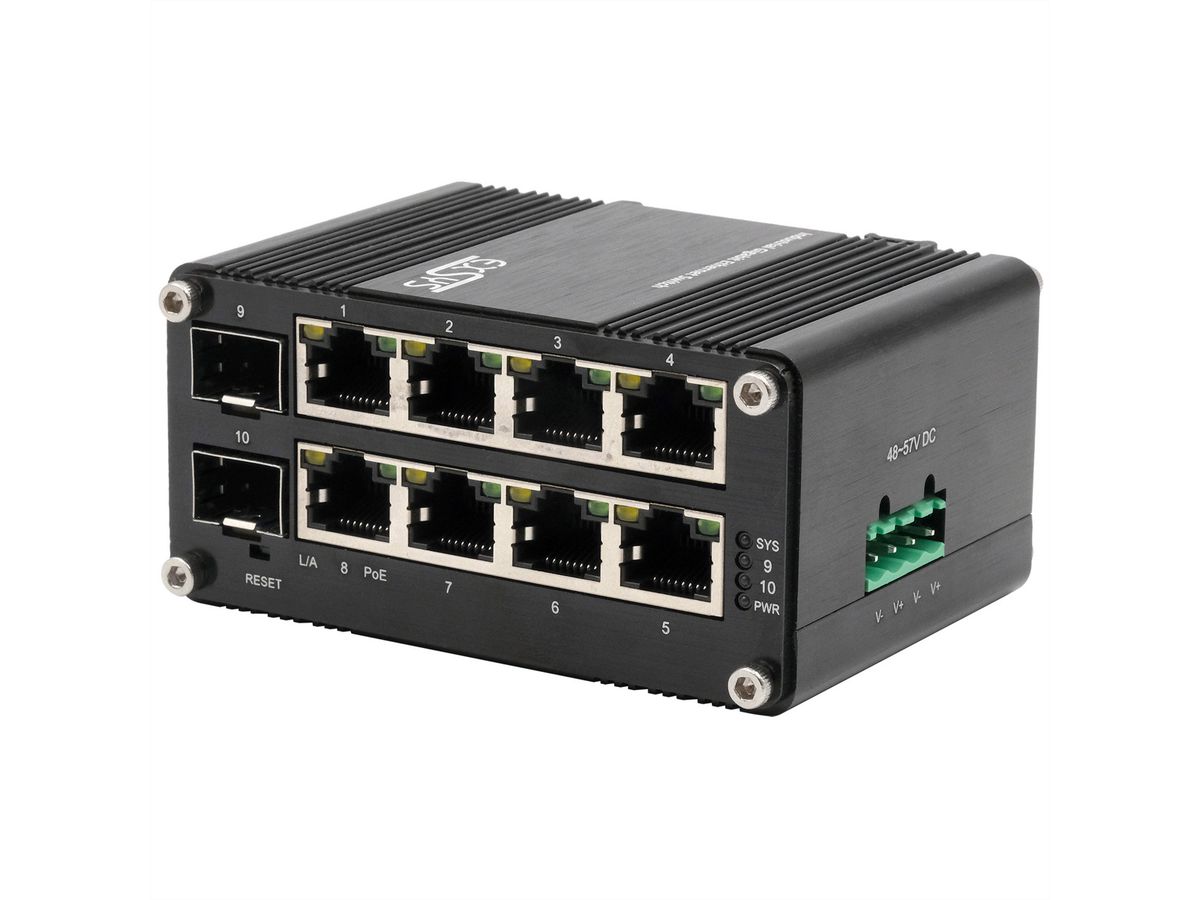 EXSYS EX-62035MPoE-SFP-8+2 Port Industrial Gigabit SFP PoE+ Mini Switch Web Managed