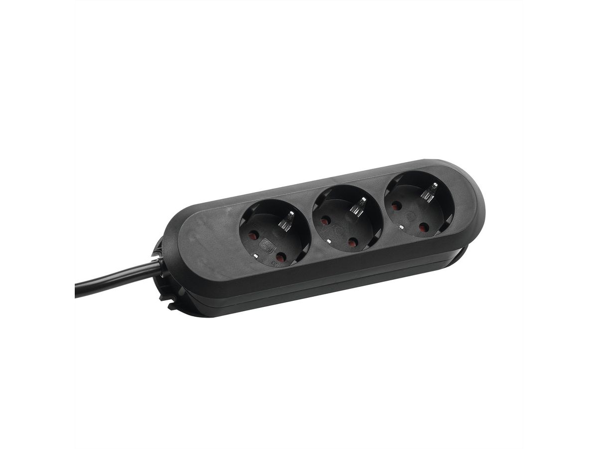 BACHMANN SMART Steckdosenleiste 3x Schutzkontakt, geschraubt, schwarz, 5 m