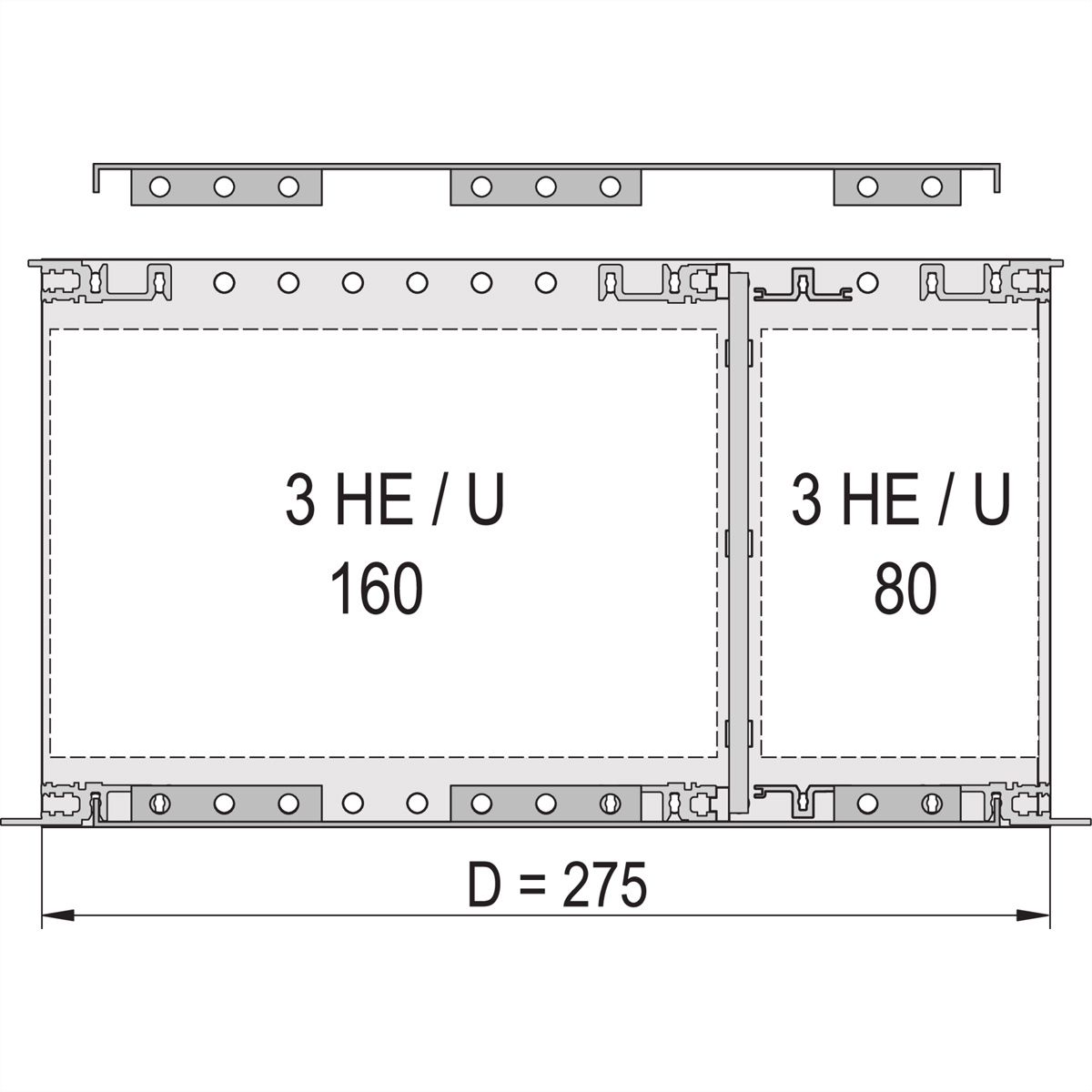 SCHROFF Abdeckblech für Anschraubung an die Seitenwand, 275 mm tief (CompactPCI) - ABDECKBLECH EMC 63TE 275T 2ST