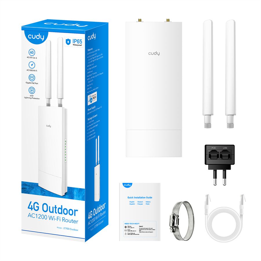 CUDY LT700 Routeur Gigabit 4G LTE Cat6 AC1200 Wi-Fi Outdoor