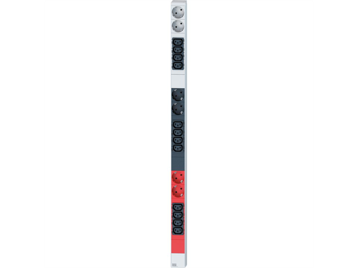 BACHMANN IT PDU ALU 0UH 12x C13 6x contact de protection 3x 16A CEE rouge
