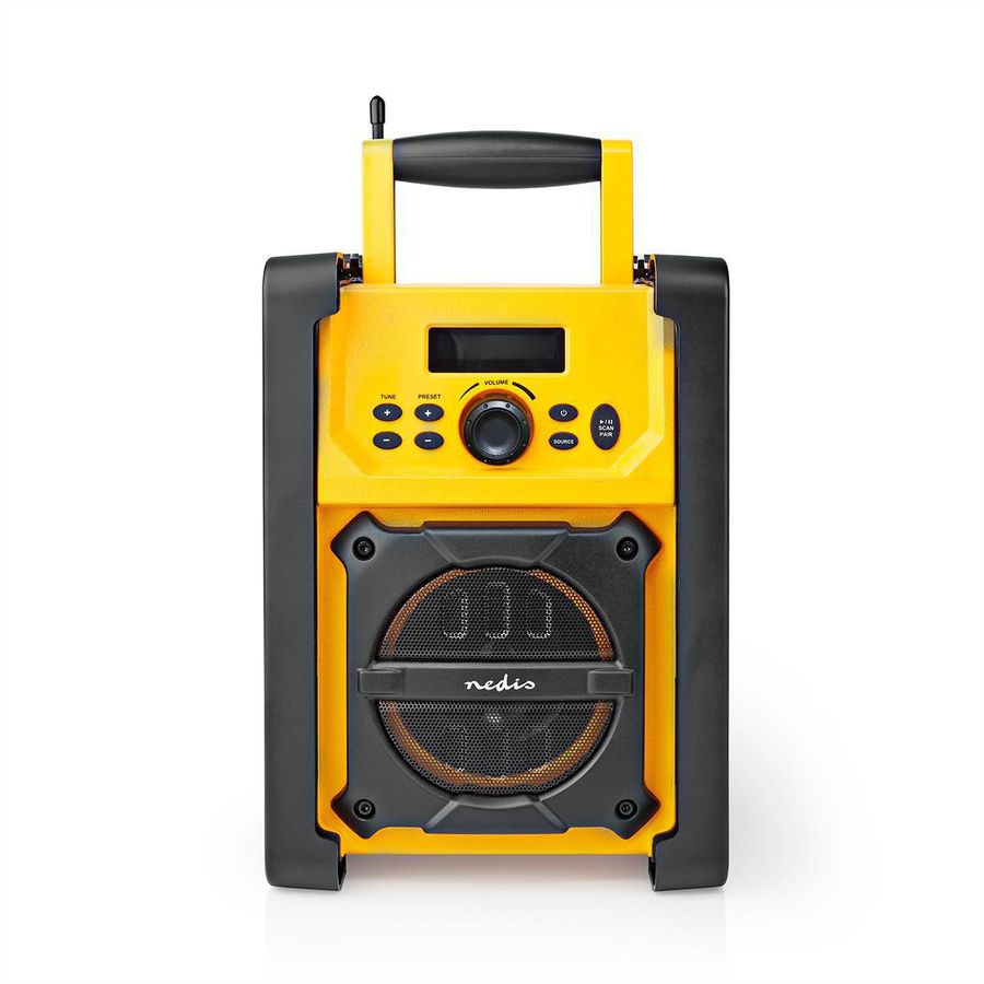 Nedis Baustellenradio FM, Bluetooth, AUX, Schutzart IPX5, Batterie/Netzbetrieb