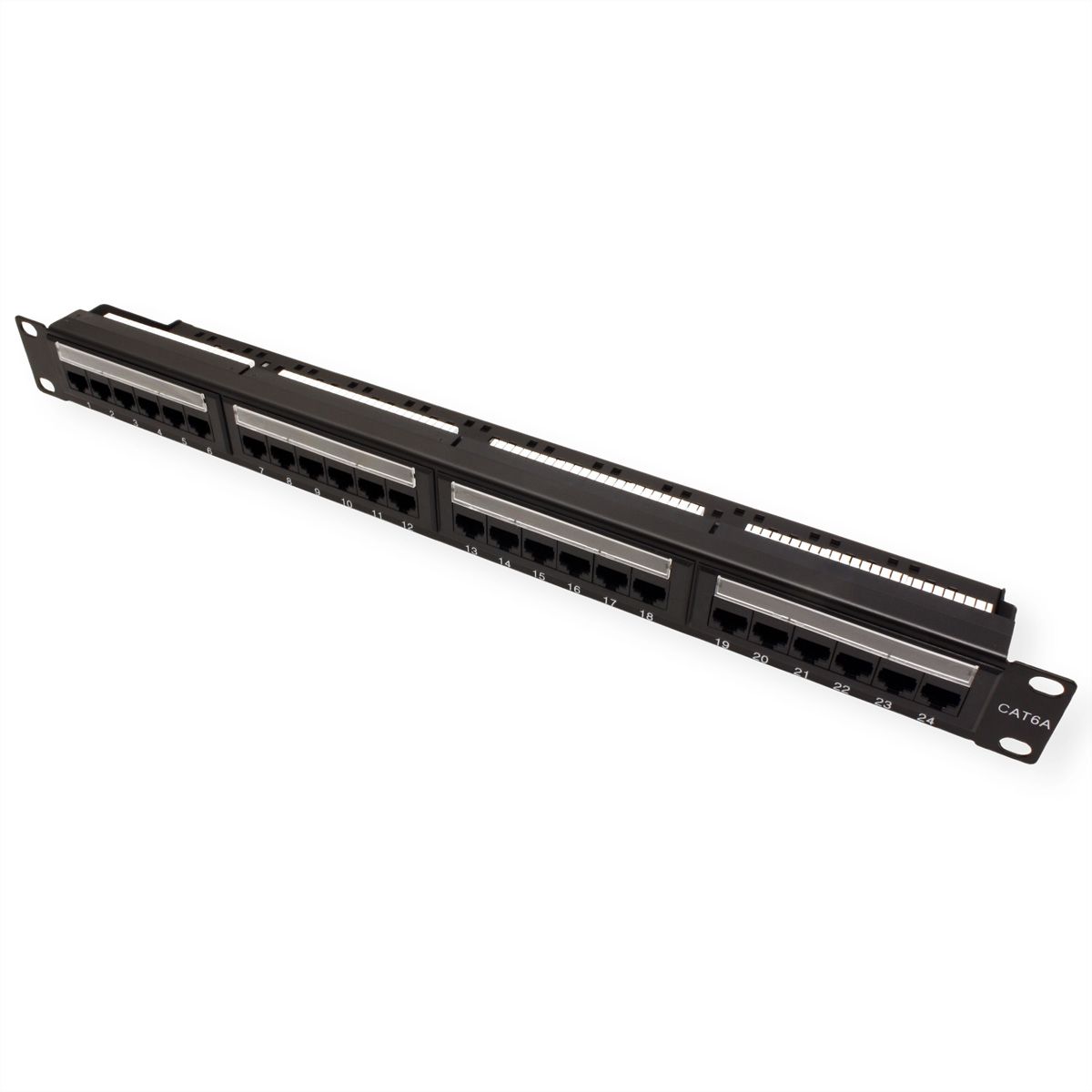 TELEGÄRTNER 19"-Verteiler MPP24 1 HE, Cat.6A (Class EA) (ISO/IEC), 24 Ports, schwarz