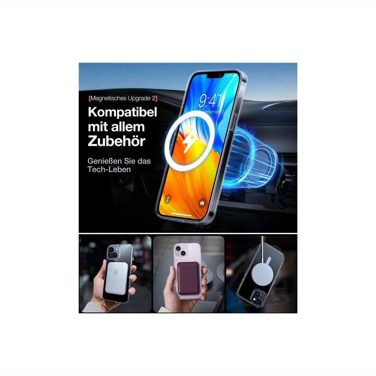 Torras Diamond Case iPhone 15, MagSafe, transparent