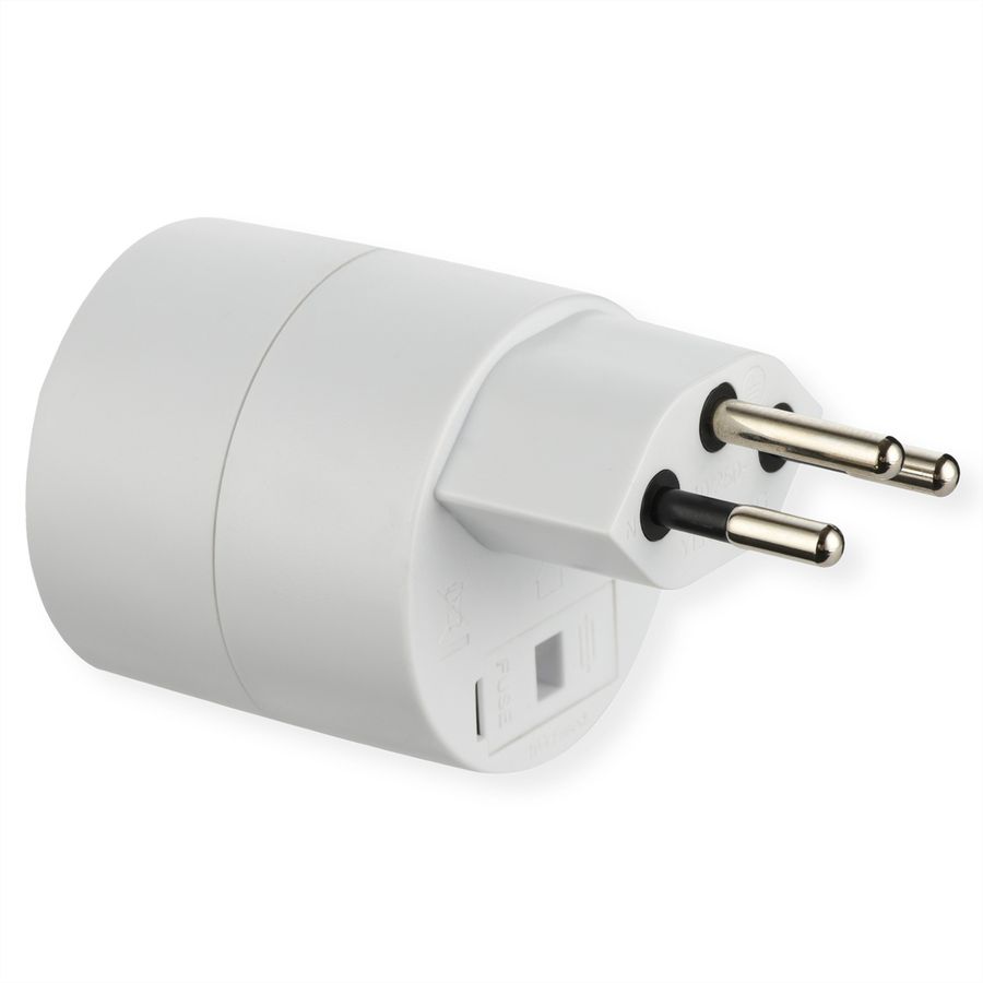 Reiseadapter CH/D NO BLOCK, Stecker T12/Schutzkontakt-Buchse, weiss