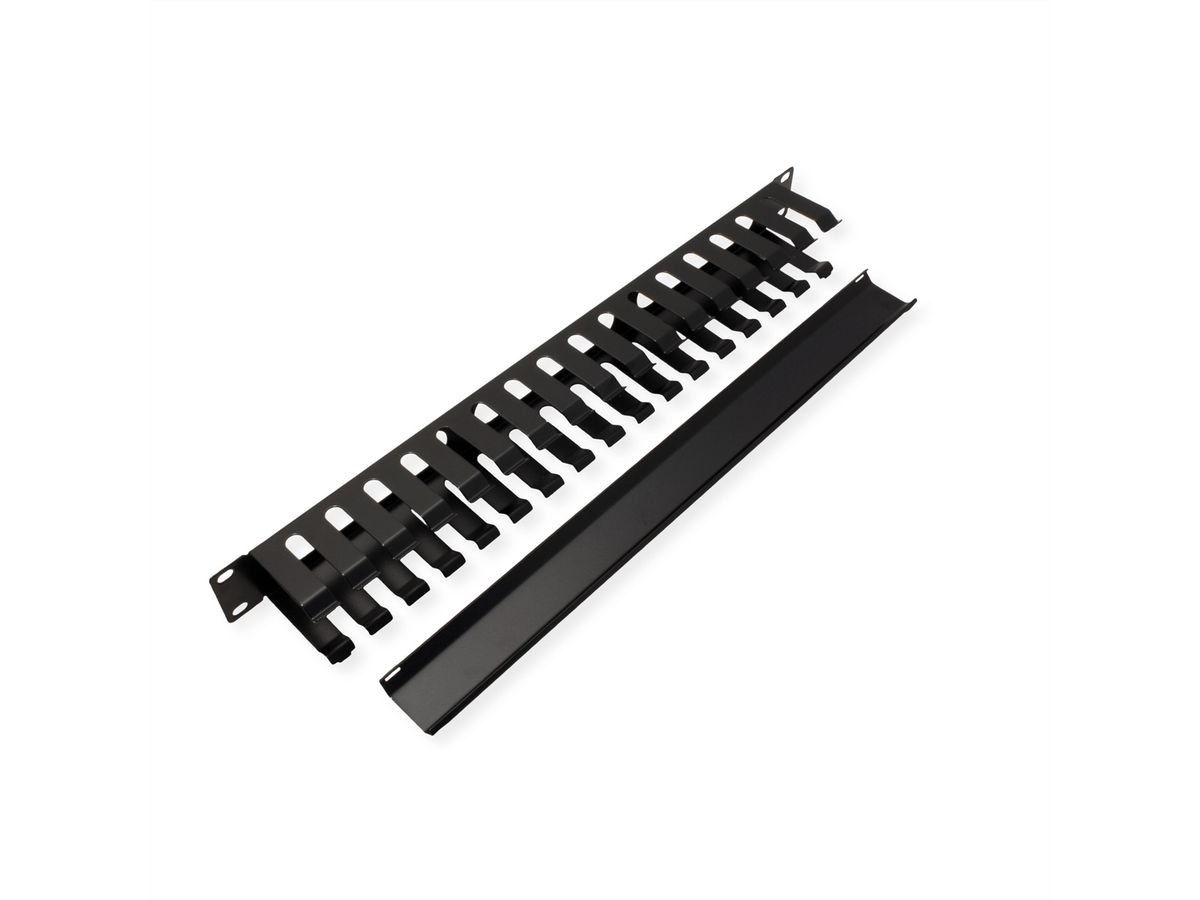 VALUE 19-Zoll-Frontplatte 1 HE mit Rangierkanal 40 x 60 mm, schwarz