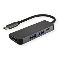 VALUE USB-C Dockingstation, HDMI 4K, 2x USB Typ A + Typ C PD