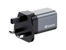 Verbatim GaN 2 Port Charger 35W, 1x USB-C, 1x USB-A, EU+UK Adapter