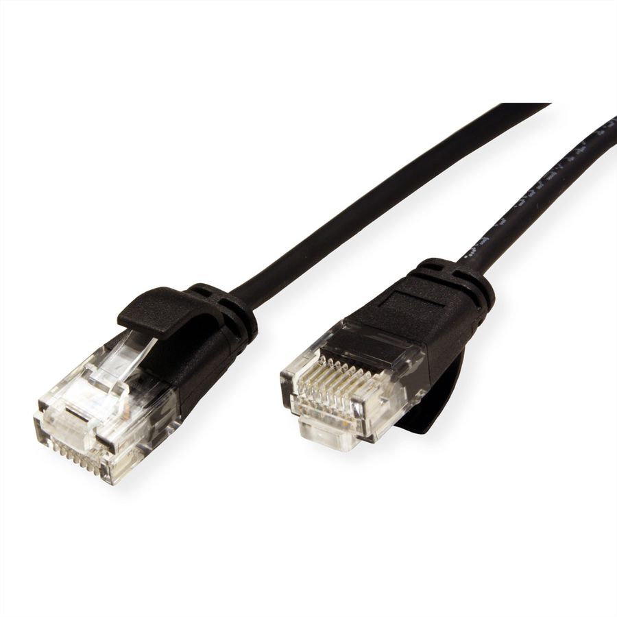 ROLINE GREEN UTP Patchkabel Cat.6A (Class EA), LSOH, slim, schwarz, 0,5 m