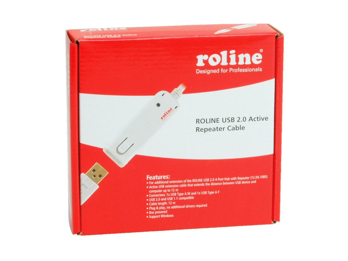 ROLINE Rallonge USB 2.0 blanche pour 12.04.1085, 12 m