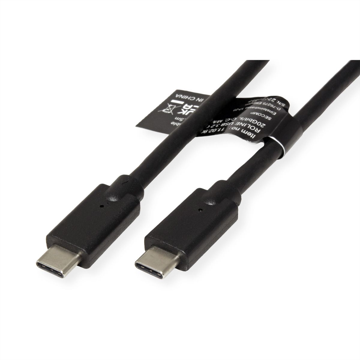 ROLINE USB3.2 Gen2x2 Kabel, C–C, ST/ST, 4K UHD-1, 20Gbit/s, 240W, schwarz, 1,5 m