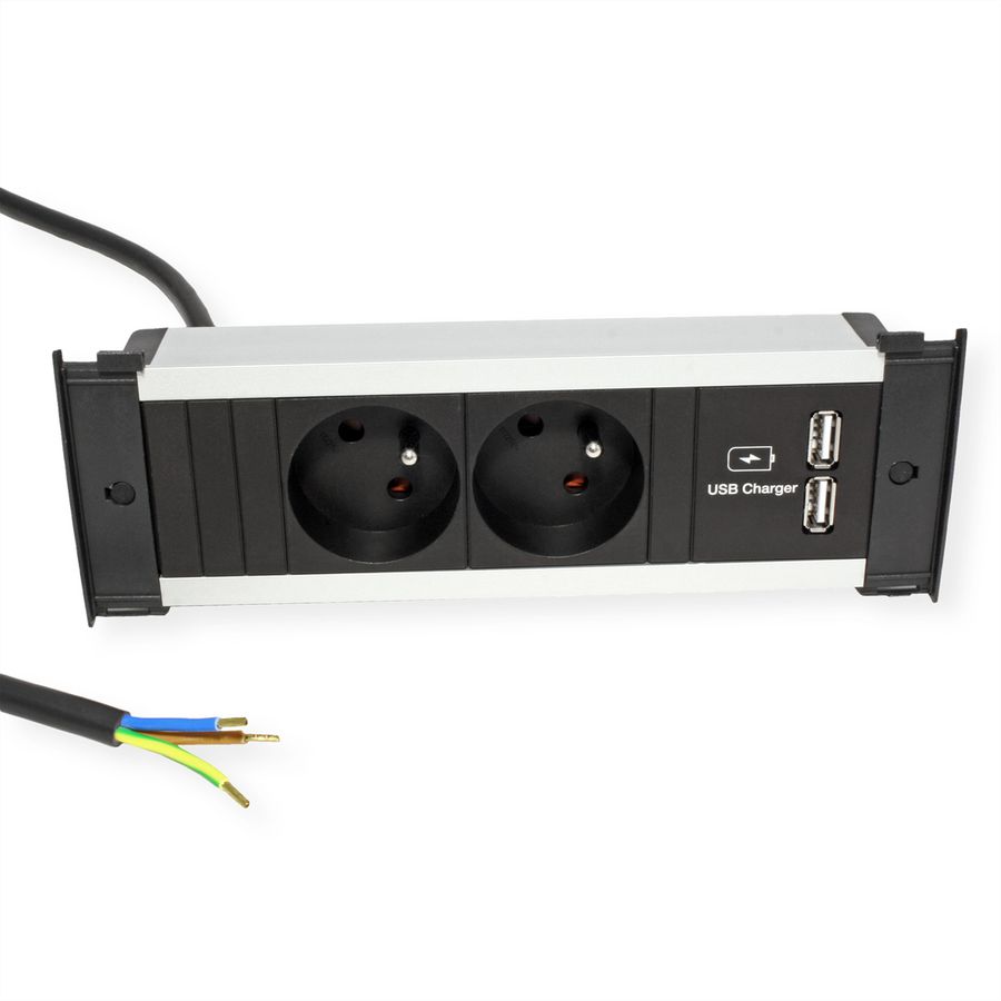 BACHMANN KAPSA S 2xUTE 1xUSB Charger Strom 2,0m CEE7/7