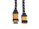 ROLINE GOLD Câble USB 3.2 Gen 1, type A-Micro B, M/M, 2 m