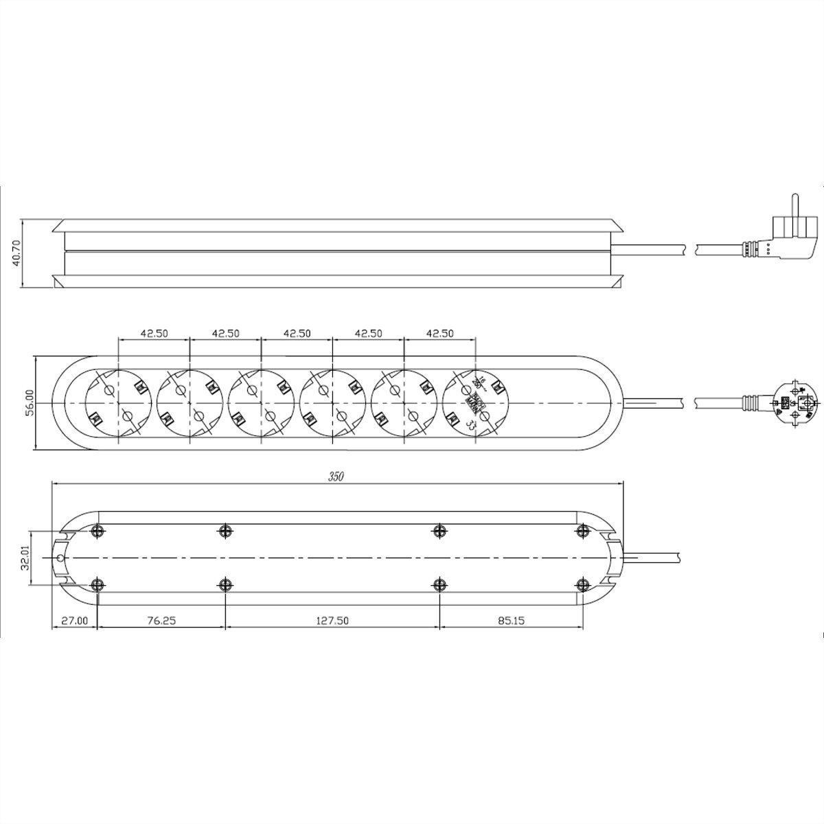 BACHMANN SMART Steckdosenleiste 6x Schutzkontakt, weiß, 3 m