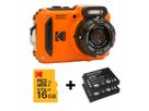Appareil photo sous-marin Kodak WPZ2OG Bundle, inkl. 2ème batterie + carte SD micro 16Go