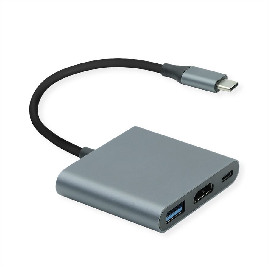 ROLINE Display Adapter USB Typ C - HDMI, USB 3.2 Gen 1 Typ A, Typ C PD