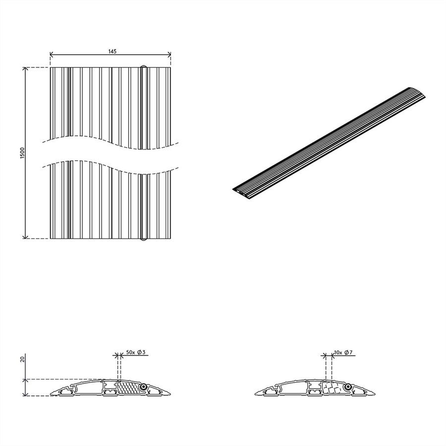DATAFLEX Addit Kabelschutz, gerade 422, silberfarben, 150 cm