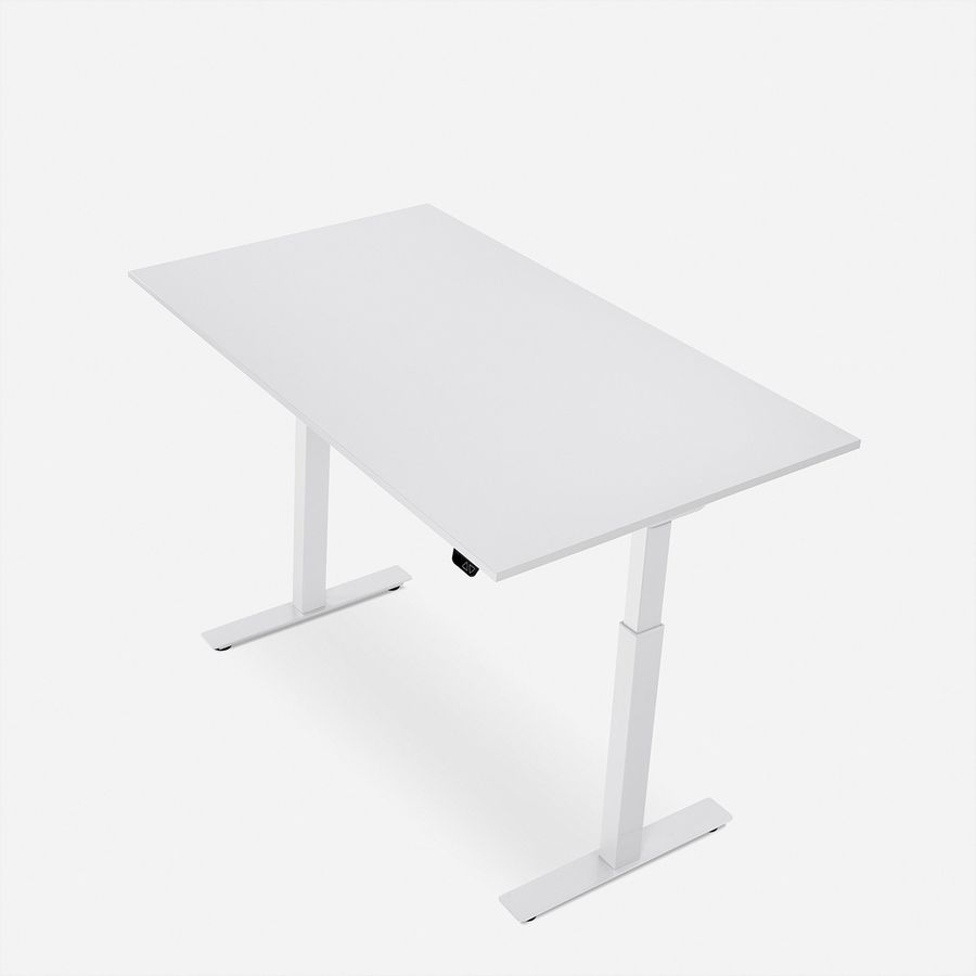 WRK21 Bureau Smart 120 x 80 cm, Hauteur réglable, Blanc uni / Blanc