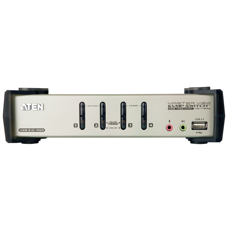 ATEN CS1734B KVM Switch VGA, PS/2-USB, Audio, USB-Hub, 4 Ports