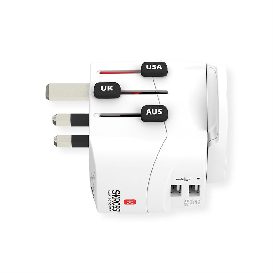 Skross PRO Light USB 2xA - World Reiseadapter, Weltweit