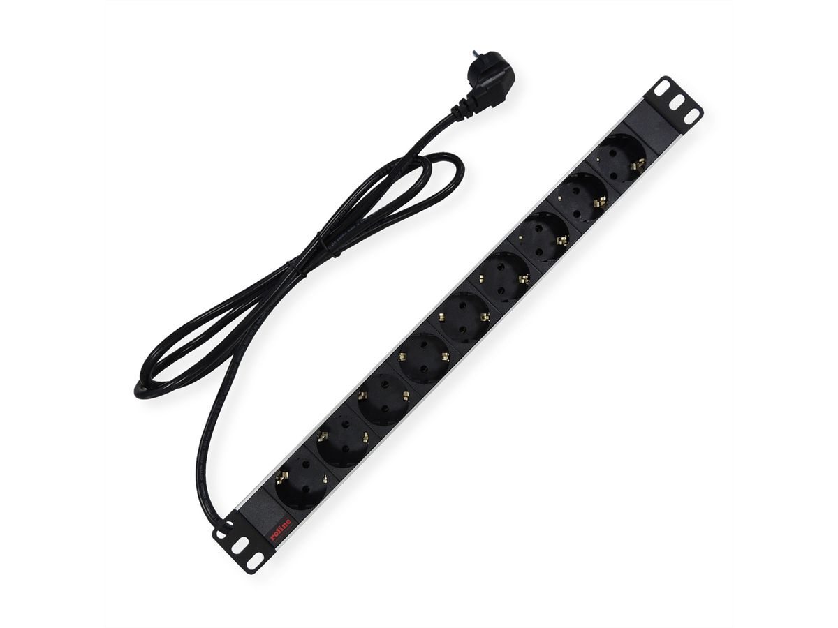 ROLINE 19-Zoll-Steckdosenleiste 9fach, Aluminium, 2 m