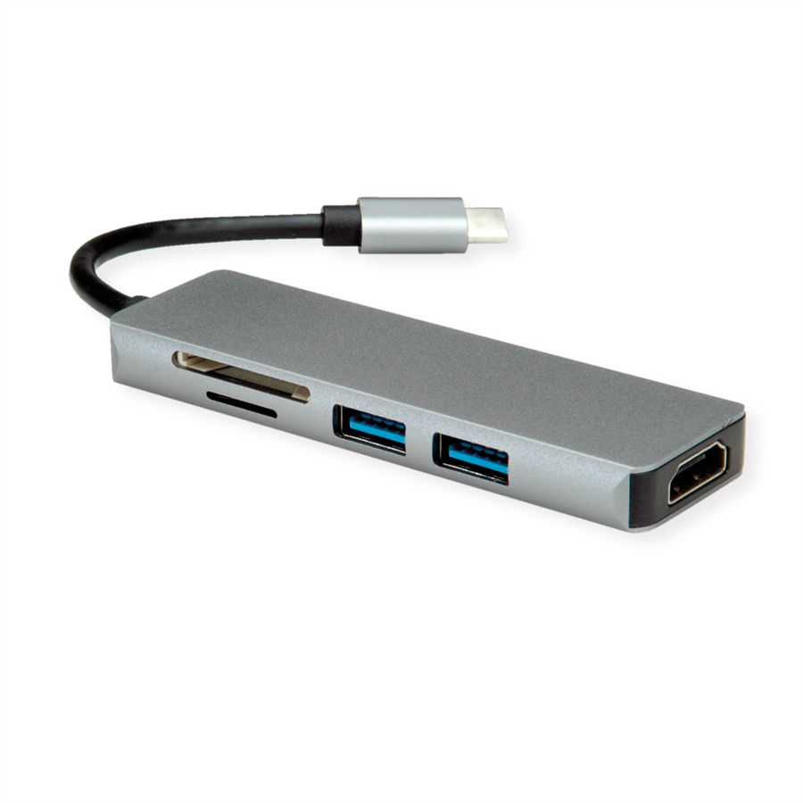 ROLINE Dockingstation USB Typ C, 4K HDMI, 2x USB 3.2 Gen1 (Typ A), SD/MicroSD