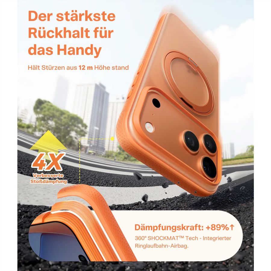 Torras Ostand R Fitness Schutzhülle, iPhone 17 Pro, MagSafe, orange