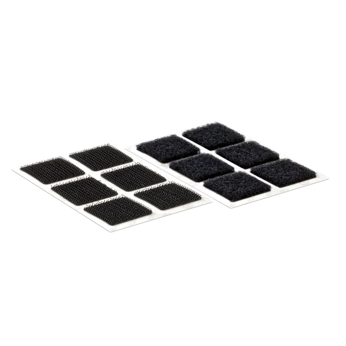 VELCRO® Boutons carrés 25x25mm x 24 noirs, crochets & velours autocollants
