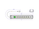 BACHMANN Multiprise 7x contact de protection, interrupteur, compatible rack 19 pouces, Fiche coudée, 2 m