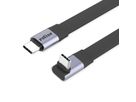 ROLINE USB4 2.0 Flachkabel, C–C, ST/ST einseitig 270°-gewinkelt, 8K UHD-2, 80Gbit/s, 240W, schwarz, 0,8 m