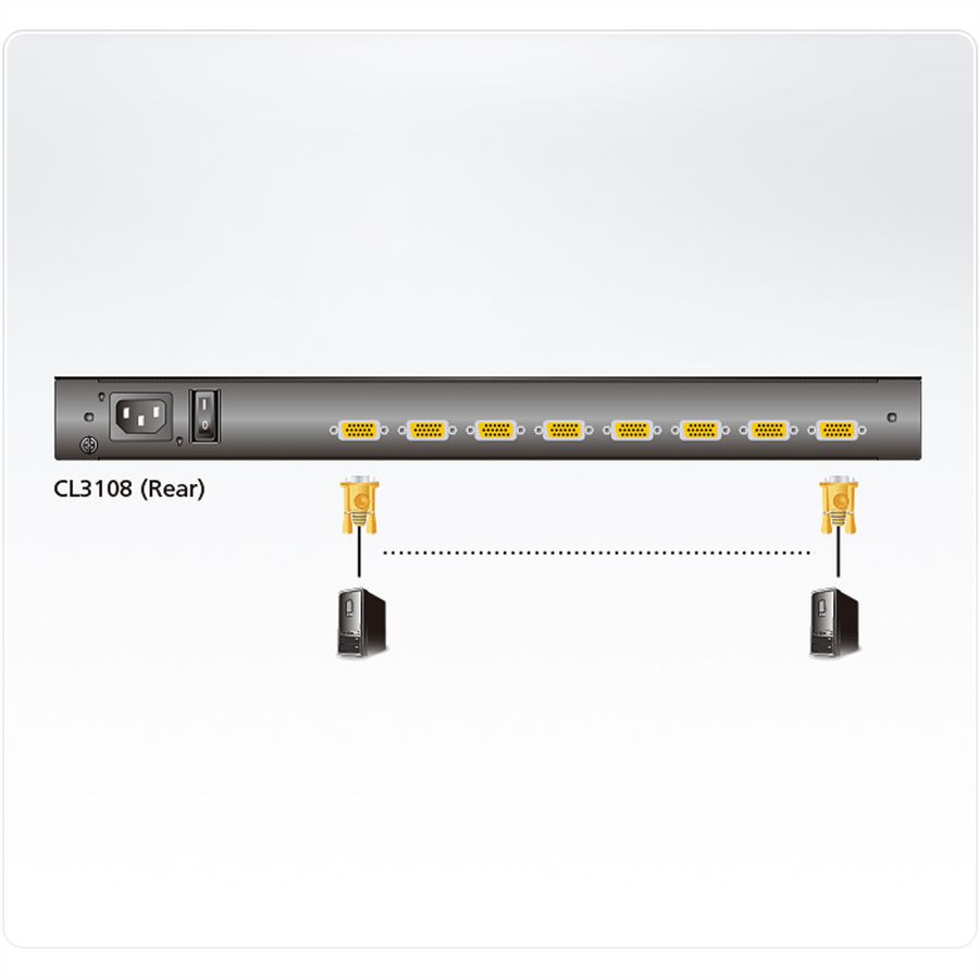 ATEN CL3108NX Commutateur KVM, 18,5" TFT, VGA, PS/2-USB, 8 ports, FR-Layout