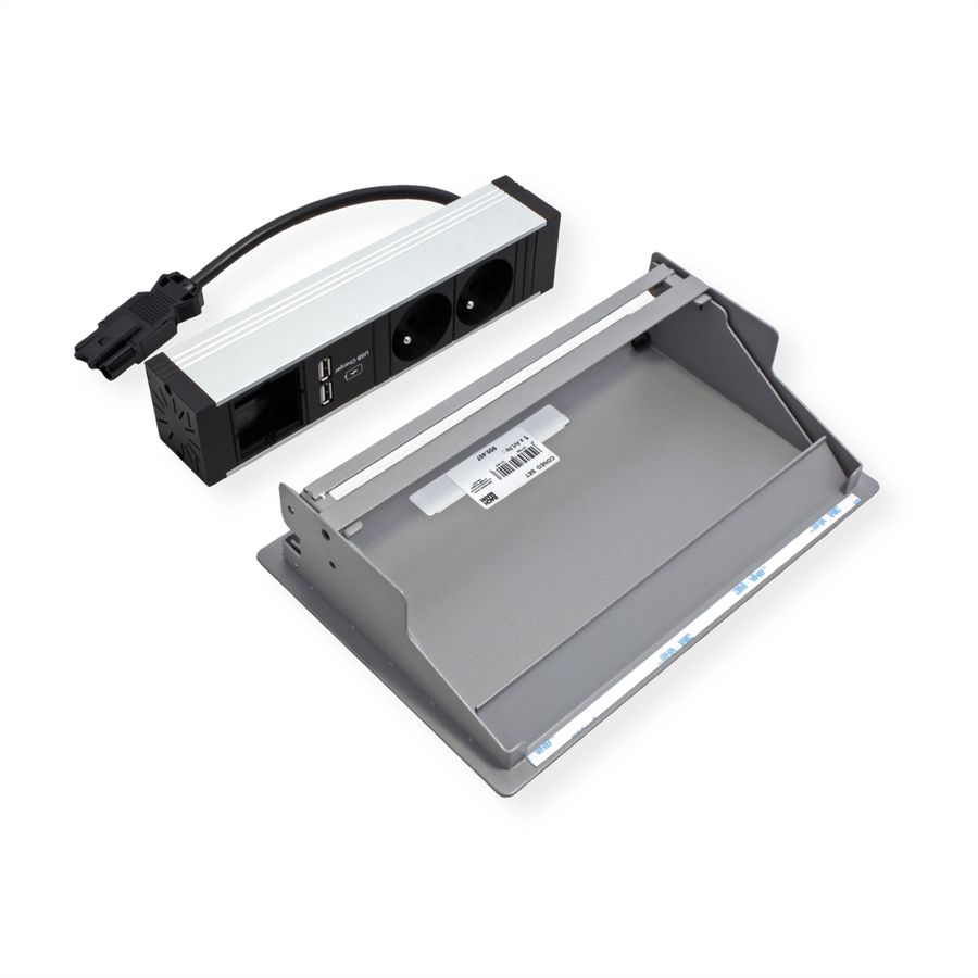 BACHMANN CONEO SET 2xUTE 1xUSB 1xCM 0,2m GST18 aluminium blanc
