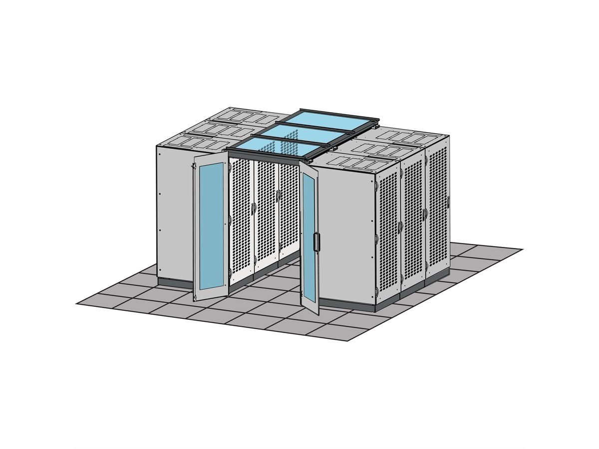 Porte coulissante SCHROFF pour le confinement d'allée, manuelle, 1200W, RAL 7021