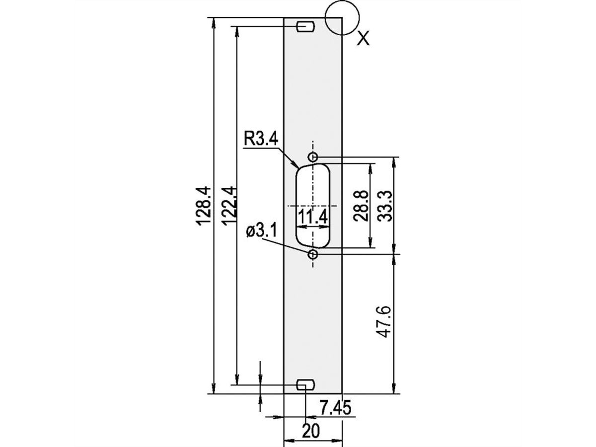 SCHROFF Face avant, plate, non blindée, découpe Sub-D, 3 U, 4 HP, 1 x 15 broches, 2,5 mm, alu, face avant anodisée, face arrière conductrice