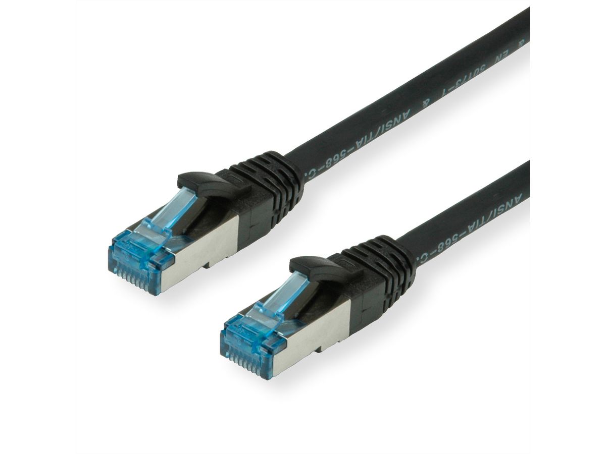 VALUE Patchkabel Kat.6A (Class EA) S/FTP (PiMF), LSOH, schwarz, 0,5 m