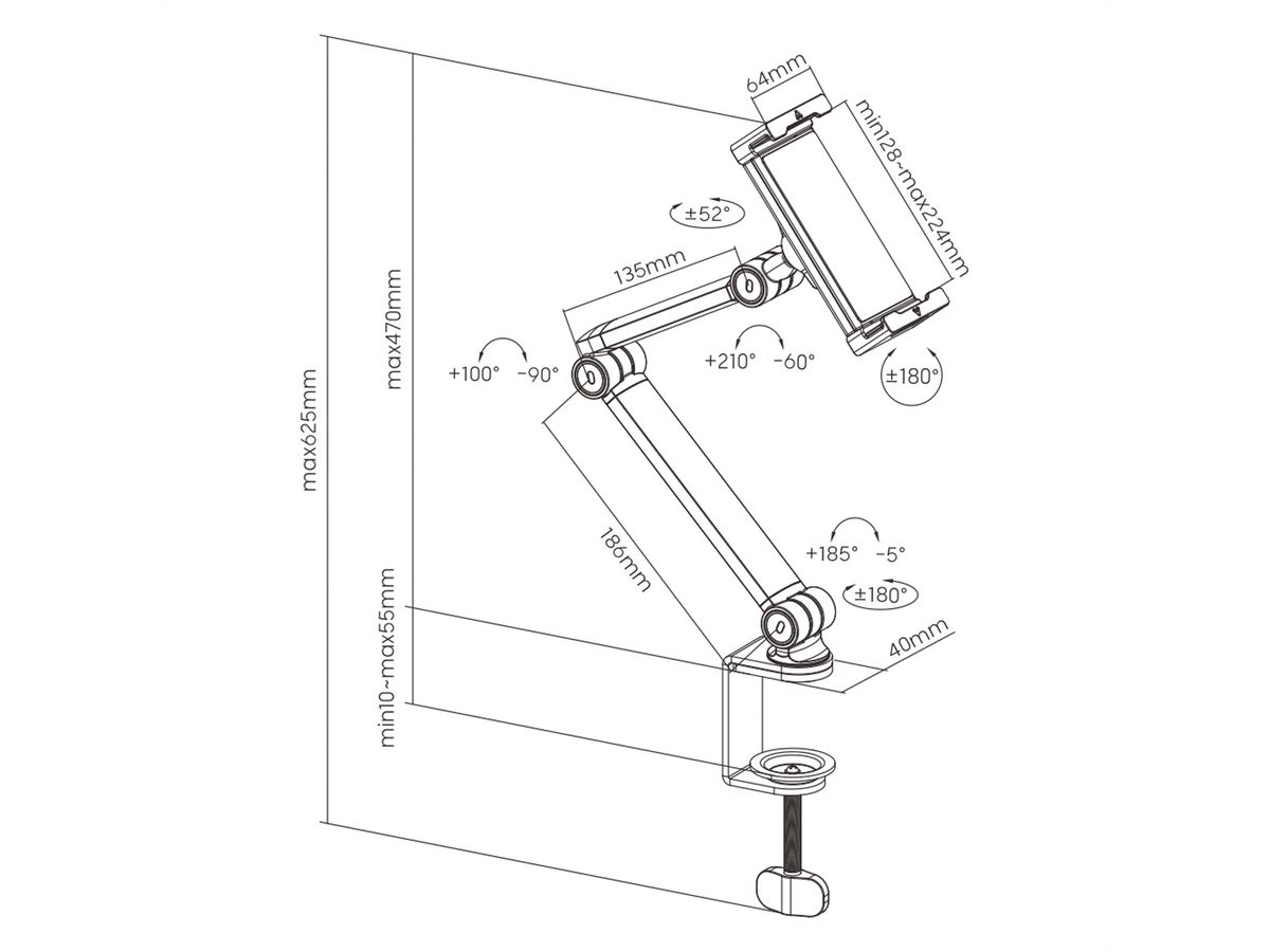 VALUE Universal-Tablet-Tischständer, Tischbefestigung