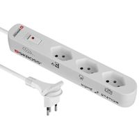 Multiprise Skross 3x T13, Fiche plate, interrupteur, blanc