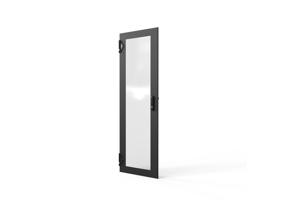 SCHROFF Porte en verre 1600H 600 IP55 fermeture 3 points RAL7021