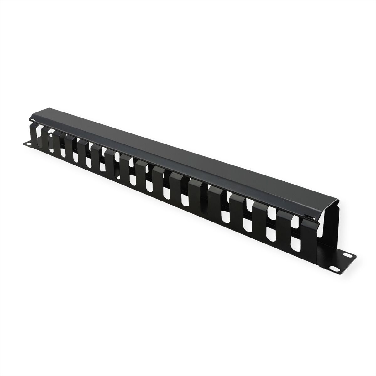 VALUE 19-Zoll-Frontplatte 1 HE mit Rangierkanal 40 x 40 mm, schwarz
