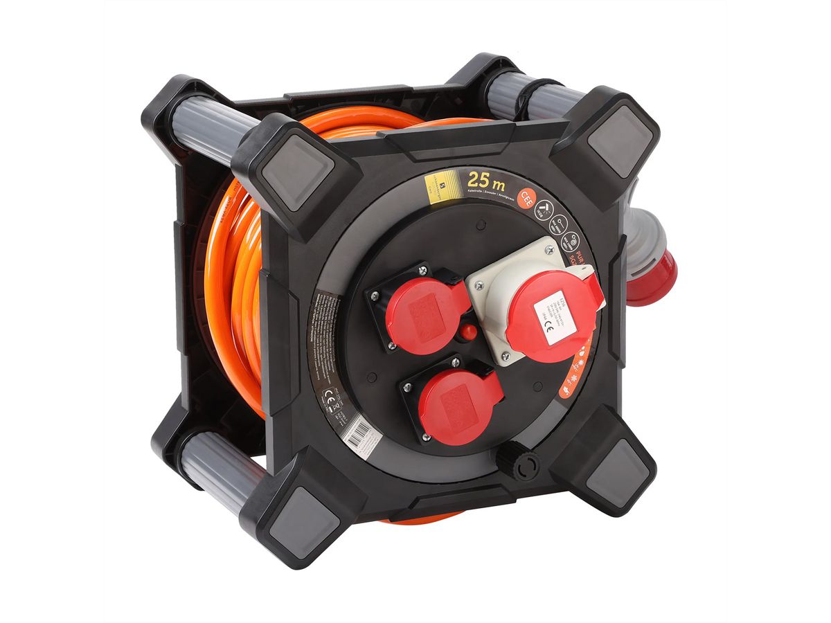 Kabelbox Kunststoff CEE 5P 16A 2xT25, EPR-PUR H07BQ-F 5G2.5mm2 1xCEE16/5 IK08, orange