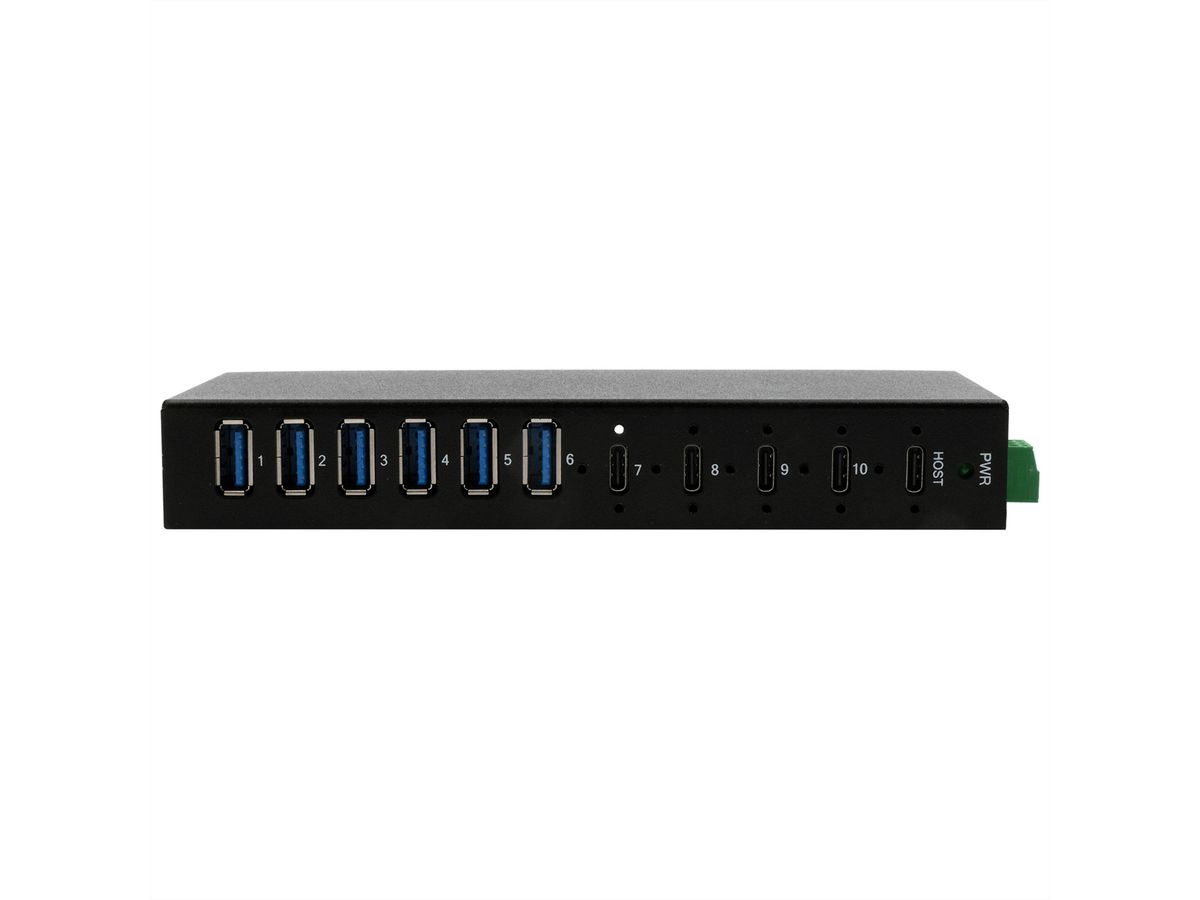 EXSYS EX-12290HMS 10 Port USB 3.2 Gen 2x1 Metall HUB, mit 4x USB-C und 6x USB-A 3.2 Gen 1 Ports