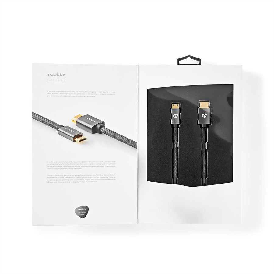 Nedis HDMI High Speed Kabel mit Ethernet, HDMI ST - Mini HDMI ST, grau, 2 m