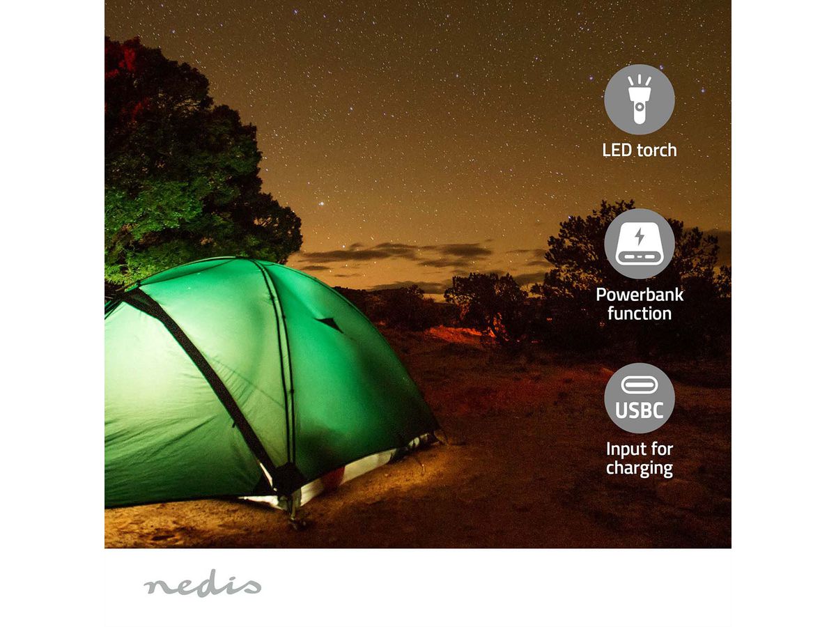 Nedis Notfallradio DAB FM mit Handkurbel Solarpanel und Powerbank, Tragbares Notfallradio fuer Notfaelle, Camping und Outdoor Anwendungen