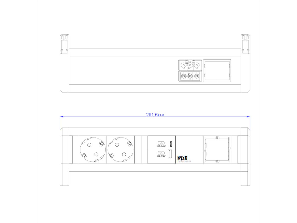 BACHMANN DESK 2x contact de protection USB A&C