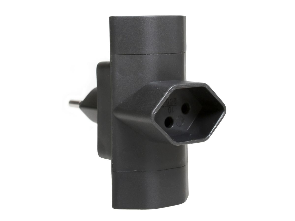 Schönenberger Abzweigstecker, 3xT13 vertikal, Stecker T12, schwarz