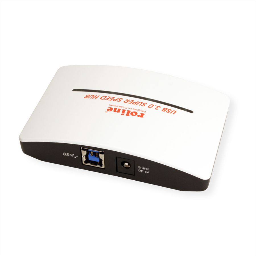 ROLINE USB 3.2 Gen 1 Hub "Black and White", 4 Ports, mit Netzteil