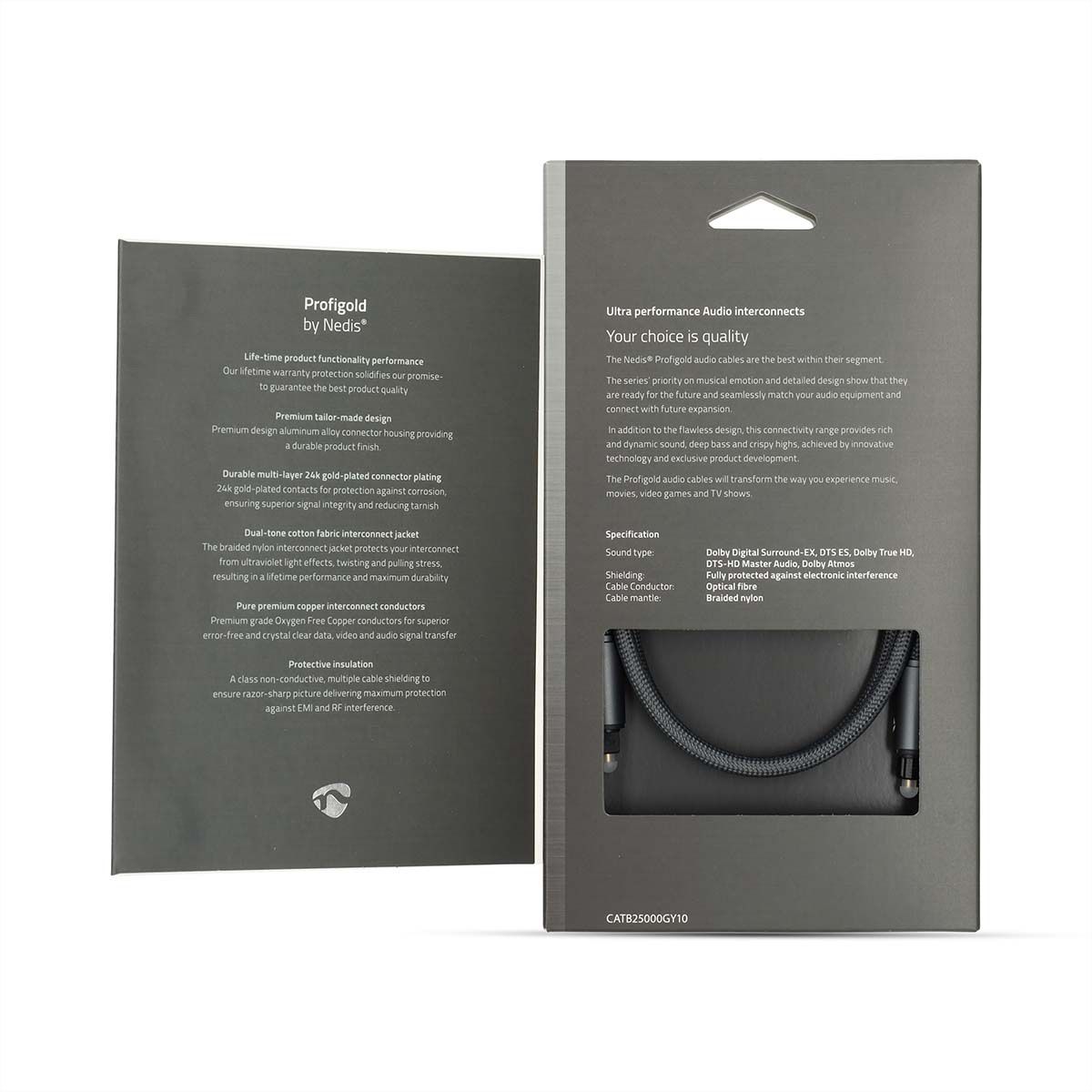 Nedis Optisches Audiokabel Toslink, ST/ST, grau, 1 m