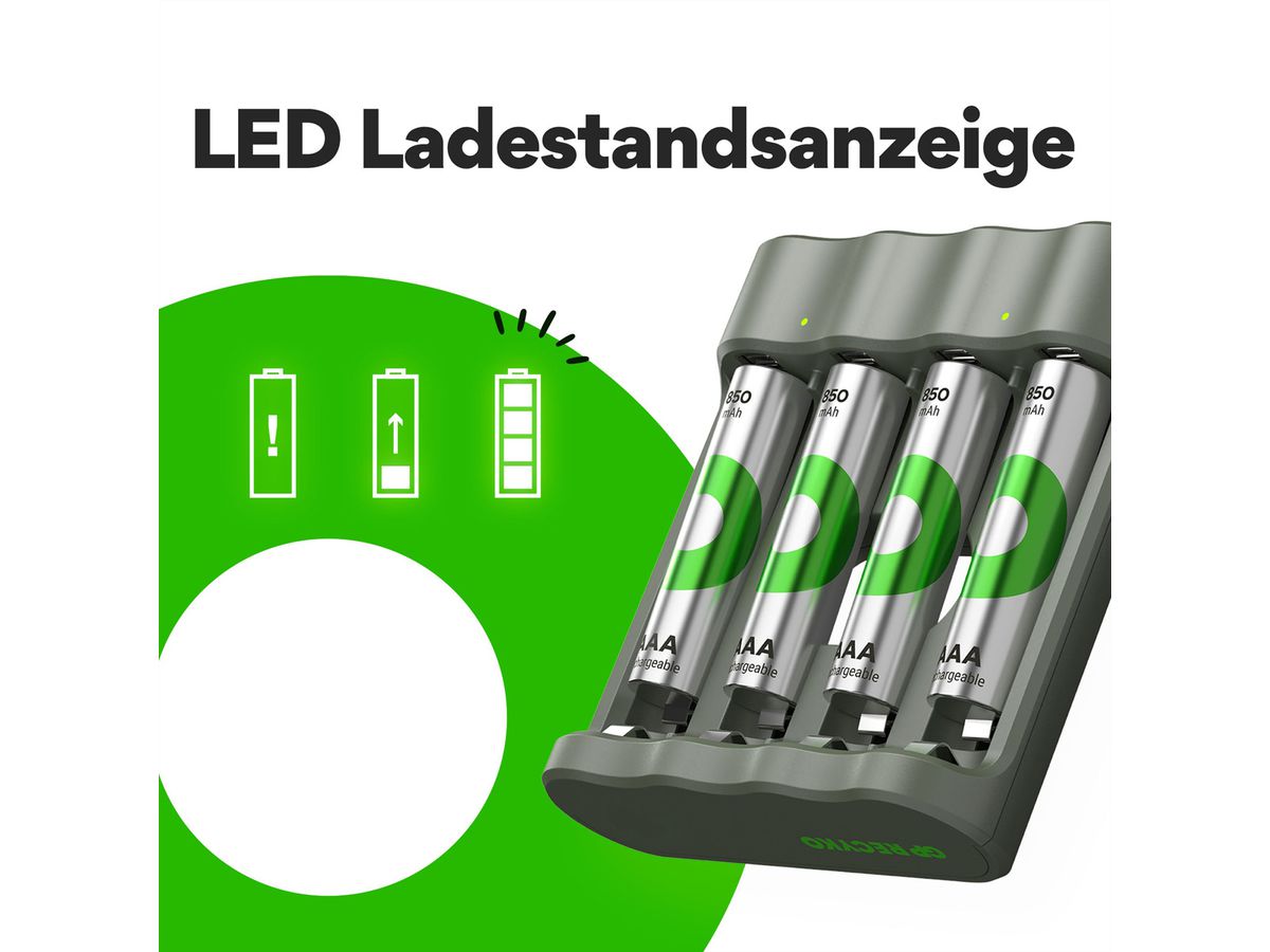 GP Batteries USB-Ladegerät GP B421, inkl. 4 x ReCyko AAA 850 mAh