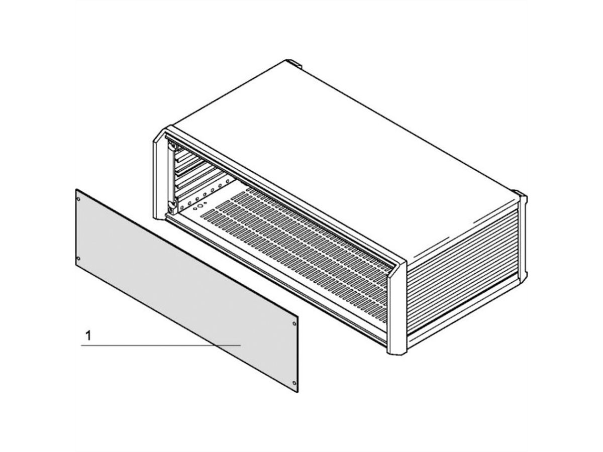 SCHROFF PropacPRO Face avant, pleine largeur, non blindée, 3 U, 63 CV, 2 mm, alu, anodisé, bords non traités