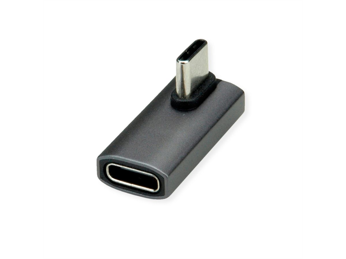 ROLINE USB4 Gen 3x2 Adapter Typ C ST/BU, Aluminium, 90°, gedreht, silberfarben